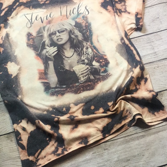 Hand Bleached Stevie Nicks Gray Unisex Band Shirt - Picture 2 of 10